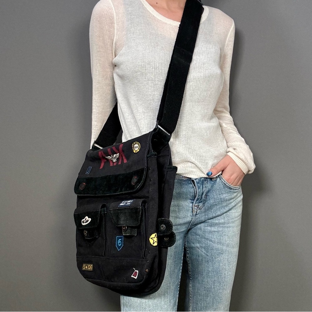 Armani Exchange Patch Messenger Bag.
